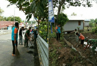 Lurah, Babinsa dan Warga Goro Bersihkan SPA