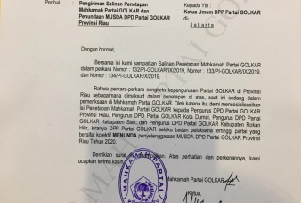 Tiga Pimpinan Partai Golkar Riau di Gugat