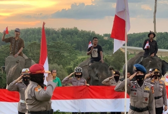 Saat Gajah Sumatera Ikut Upacara Pengibaran Bendera