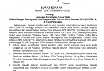 Wali Kota Pekanbaru Imbau Masyarakat Tak Keluar Kota