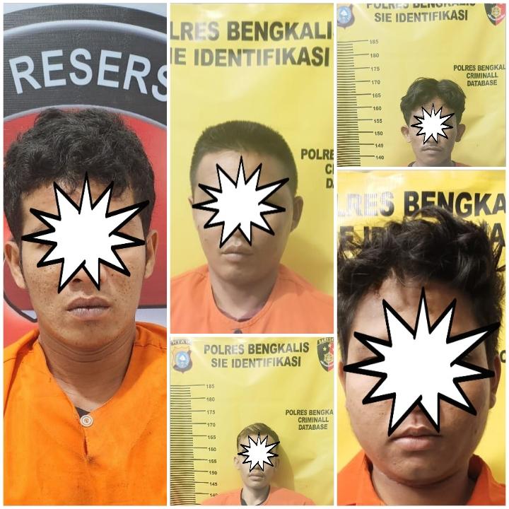 Jadi Pengedar dan Kurir Sabu Lima Pria Diringkus Satresnarkoba Polres Bengkalis