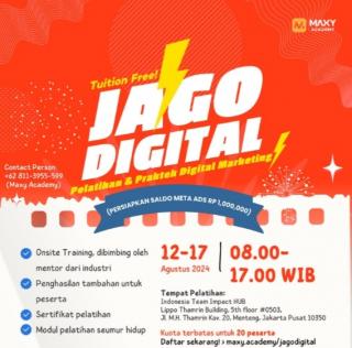 Pendaftaran Program Pelatihan Digital Marketing Gratis “Jago Digital” Maxy Academy Ditutup