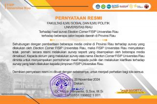 FISIP UNRI Tegaskan Tak Pernah Bikin Survei Pilkada di Riau, Termasuk Siak