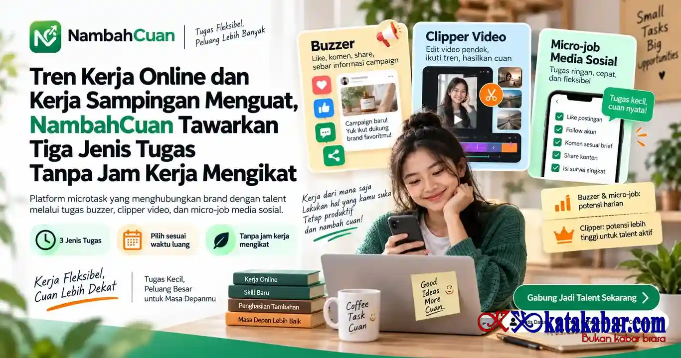 Tren Kerja Online dan Kerja Sampingan Menguat, NambahCuan Tawarkan Tiga Jenis Tugas Tanpa Jam Kerja Mengikat