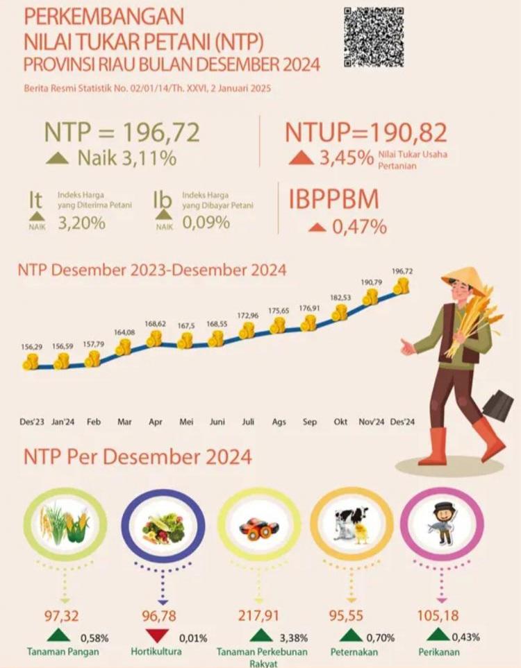 NTP Riau Melambung Desember 2024 Didongkrak Komoditas Perkebunan Rakyat