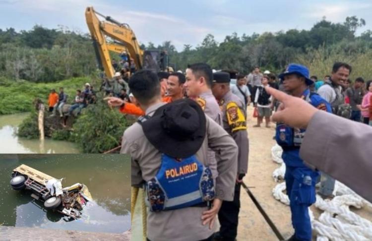 Truk Colt Diesel Terjun Bebas di Sungai Segati, Total 32 Orang Korban