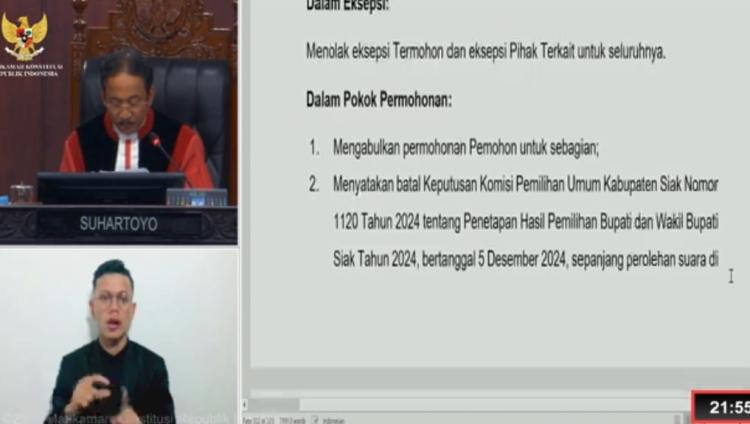 Hakim MK ke KPU Siak: Lakukan Coblos Ulang di 3 TPS