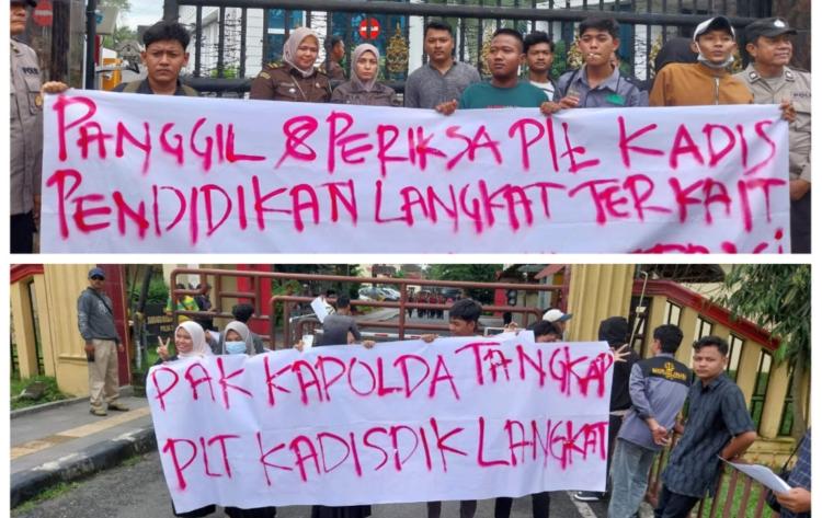 Mahasiswa Demo Poldasu dan Kejatisu,  SPT PLH Kepsek Diterbitkan PLT Kadis Pendidikan Langkat Diduga Ajang Pungli