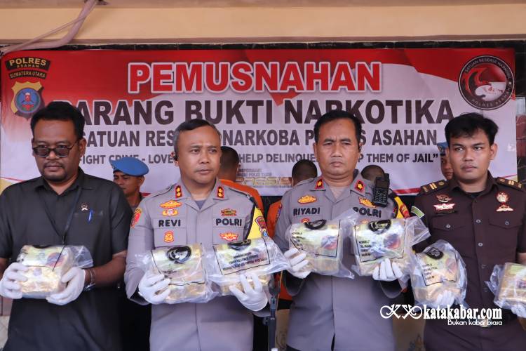 Polres Asahan Musnahkan 8,8 Kg Sabu, Tiga Tersangka Diamankan