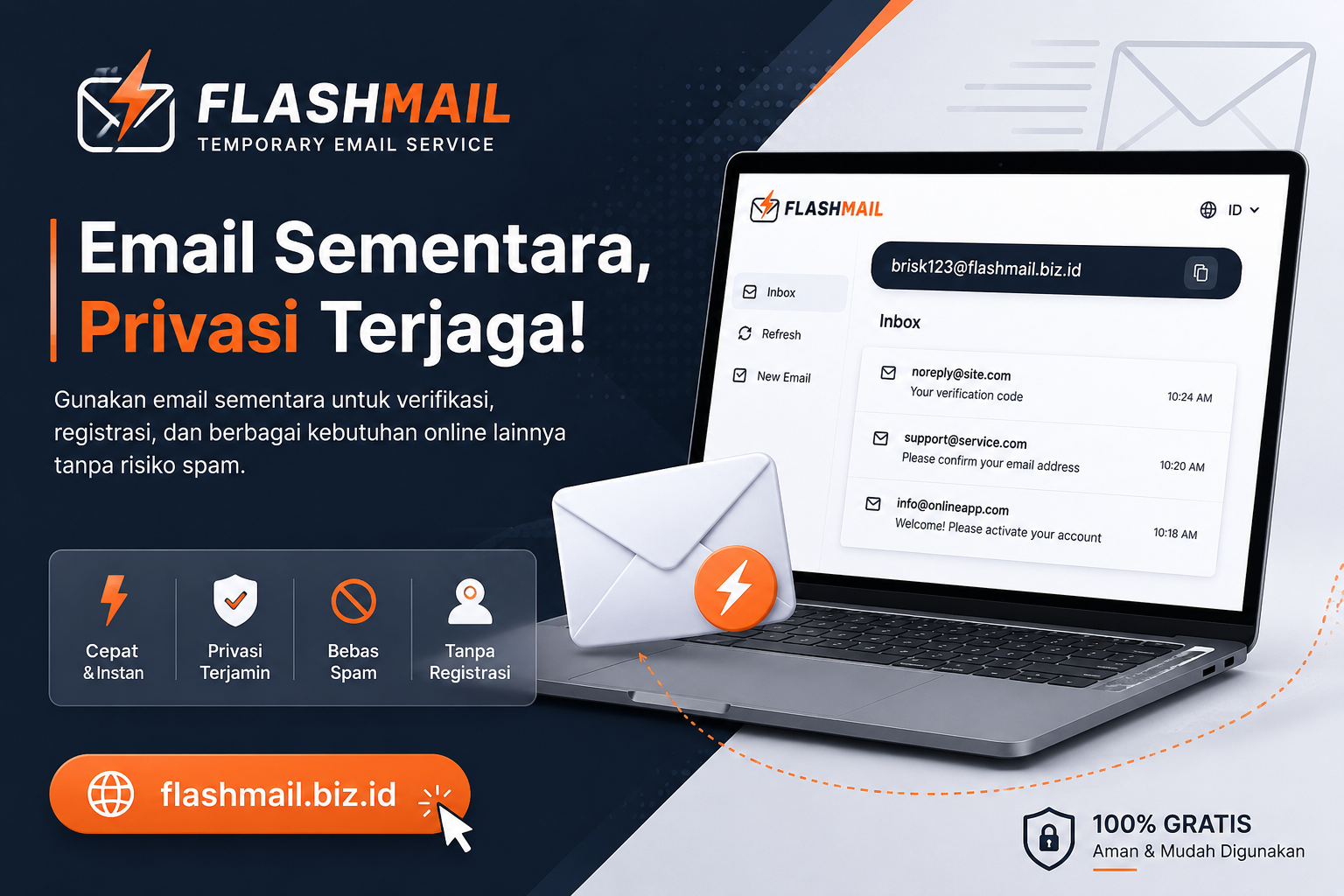 Lindungi Email Pribadi dari Spam, Gunakan Flashmail untuk Email Sementara Gratis dan Cepat!
