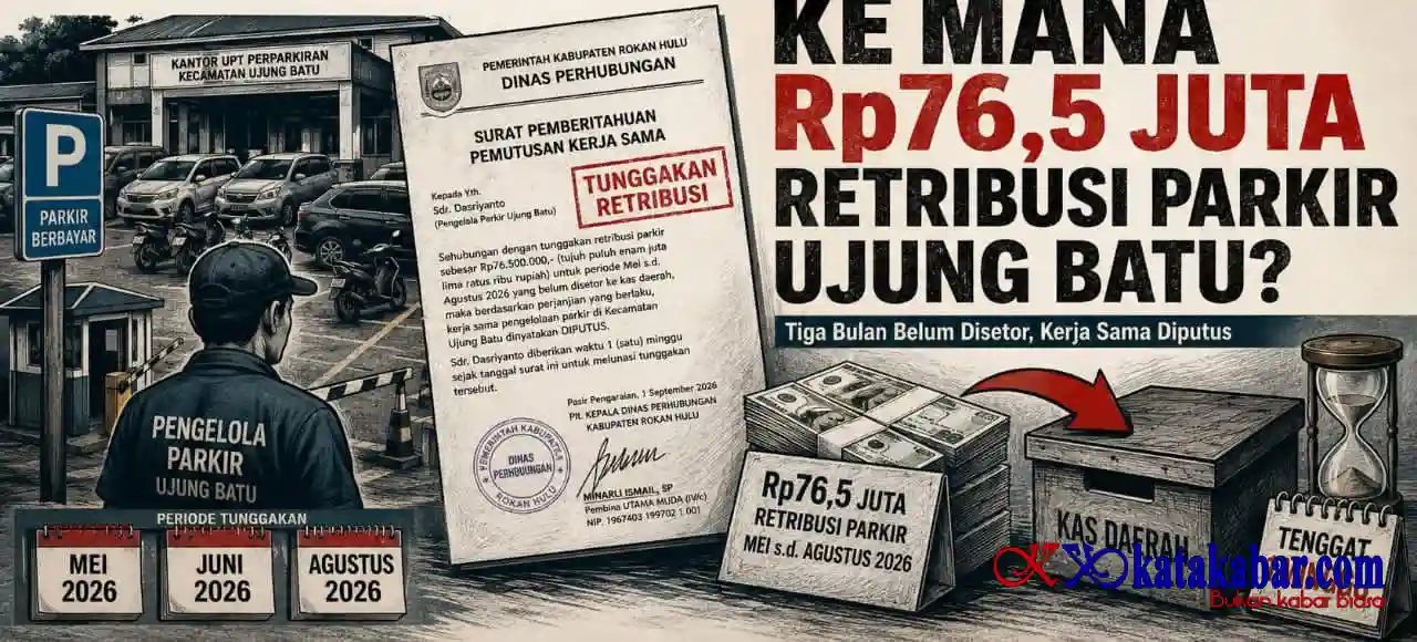 Retribusi Parkir Rp76,5 Juta Menguap! Dishub Rohul Putus Kontrak, Dasriyanto Diberi Tenggat Seminggu