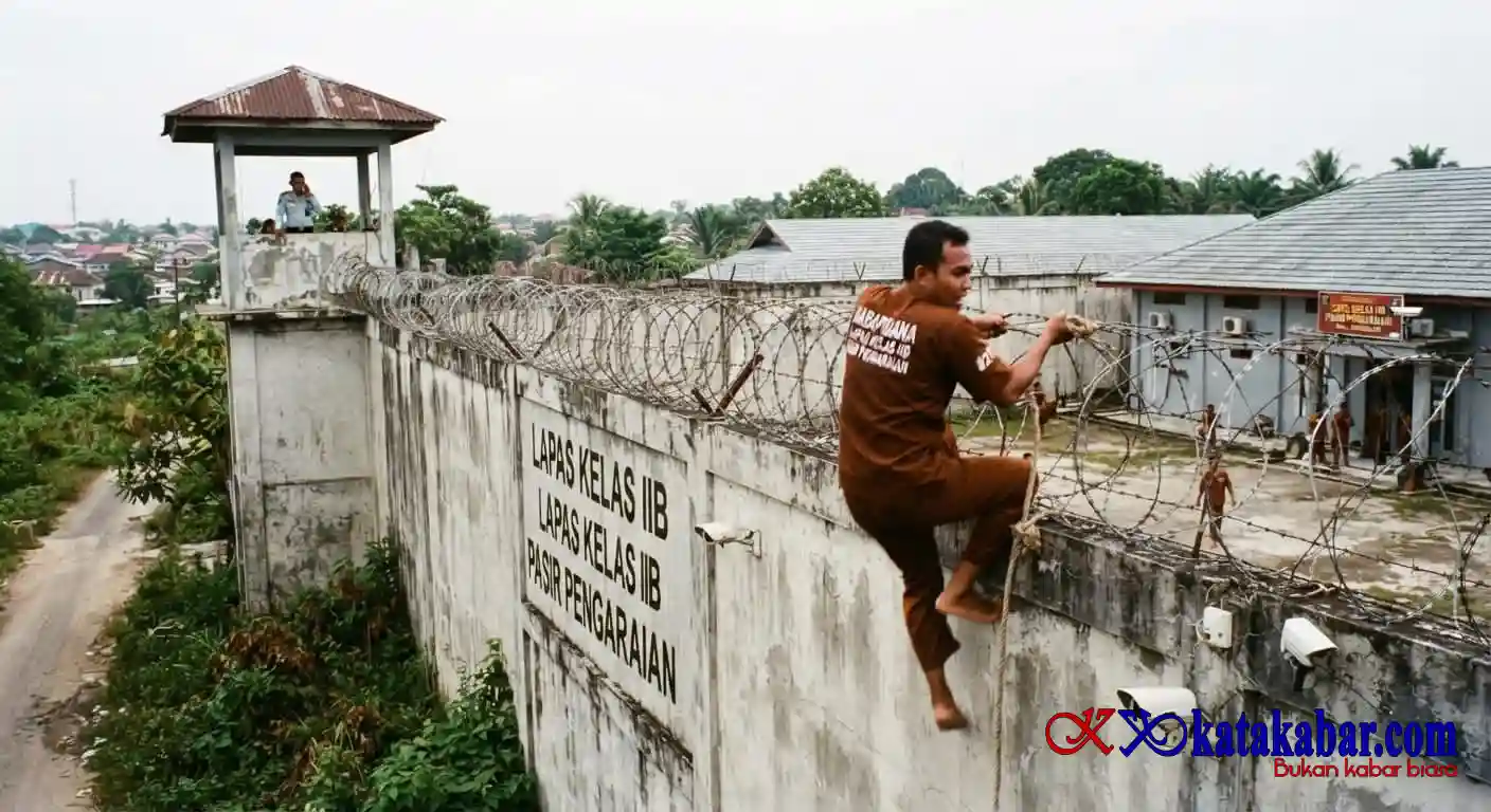 Napi Lapas Kelas IIB Pasir Pengaraian Lompat Tembok, Diduga Ada Kelalaian Petugas